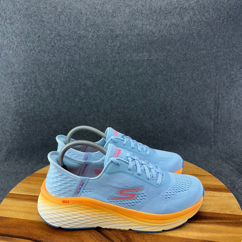 Skechers Max Cushion Elite 2.0 Womens Shoes Running Blue Orange Sneakers Sz 8.5 - Picture 1 of 13